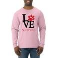 thumbnail image 1 of Wild Bobby, Love My Cat Stole My Heart Red Footprints Animal Lover Mens Long Sleeve Shirt, Light Pink, 3XL, 1 of 3