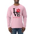 thumbnail image 1 of Wild Bobby, Love My Cat Stole My Heart Red Footprints Animal Lover Mens Long Sleeve Shirt, Light Pink, Large, 1 of 3