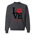 thumbnail image 1 of Wild Bobby, Love My Cat Stole My Heart Red Footprints Animal Lover Unisex Crewneck Graphic Sweatshirt, Charcoal, Small, 1 of 3