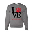thumbnail image 1 of Wild Bobby, Love My Cat Stole My Heart Red Footprints Animal Lover Unisex Crewneck Graphic Sweatshirt, Heather Grey, X-Large, 1 of 3