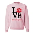 thumbnail image 1 of Wild Bobby, Love My Cat Stole My Heart Red Footprints Animal Lover Unisex Crewneck Graphic Sweatshirt, Light Pink, Medium, 1 of 3