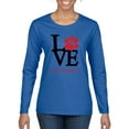 thumbnail image 1 of Wild Bobby, Love My Cat Stole My Heart Red Footprints Animal Lover Womens Graphic Long Sleeve T-Shirt, Royal, Small, 1 of 3