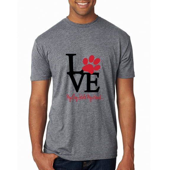 Wild Bobby, Love My Dog Stole My Heart Red Pawprints Pop Culture Mens Premium Tri Blend T-Shirt, Premium Heather, Medium