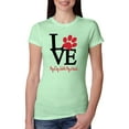 thumbnail image 1 of Wild Bobby, Love My Dog Stole My Heart Red Pawprints Pop Culture Womens Slim Fit Junior Tee, Mint, Medium, 1 of 3