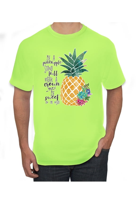 , Love The Little Things Artsy Jar with Flowers Pop Culture Men's Graphic T-Shirt, Safety Green, Medium