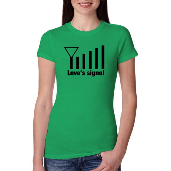 Love's Signal Love Language Couple Valentine's Day Womens Slim Fit Junior Tee, Kelly, Medium