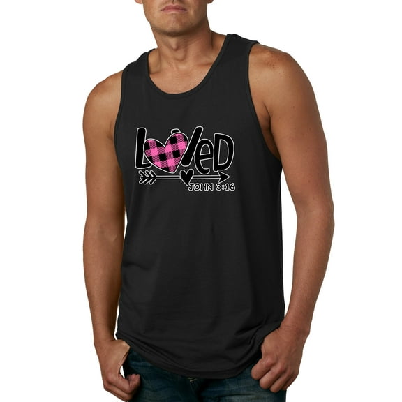 Wild Bobby, Loved John 3:16 Inspirational/Christian Men Graphic Tank Top, Black, Small