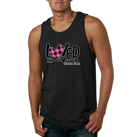 Wild Bobby, Loved John 3:16 Inspirational/Christian Men Graphic Tank Top, Black, Small
