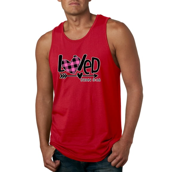 Wild Bobby, Loved John 3:16 Inspirational/Christian Men Graphic Tank Top, Red, Medium