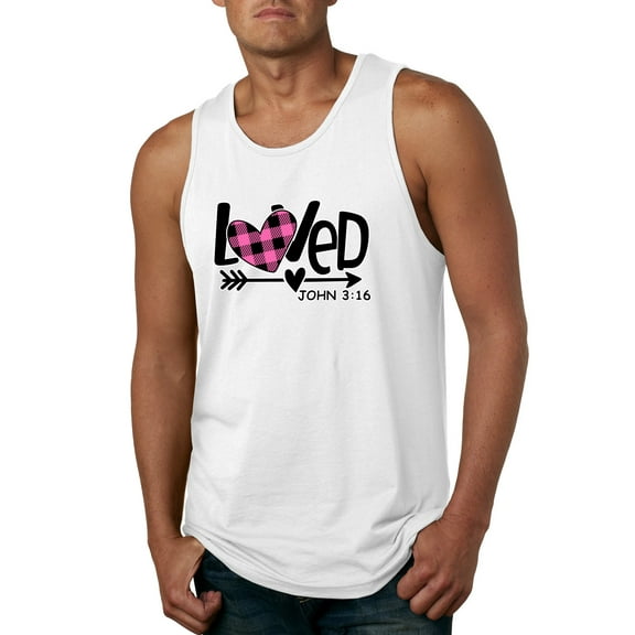 Wild Bobby, Loved John 3:16 Inspirational/Christian Men Graphic Tank Top, White, XX-Large