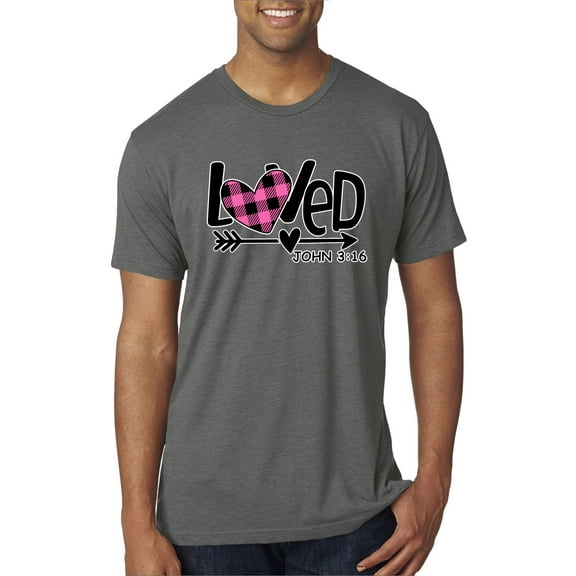 Wild Bobby, Loved John 3:16 Inspirational/Christian Men Premium Tri Blend Tee, Dark Heather, Small