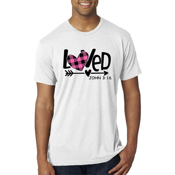 Wild Bobby, Loved John 3:16 Inspirational/Christian Men Premium Tri Blend Tee, Heather White, Medium