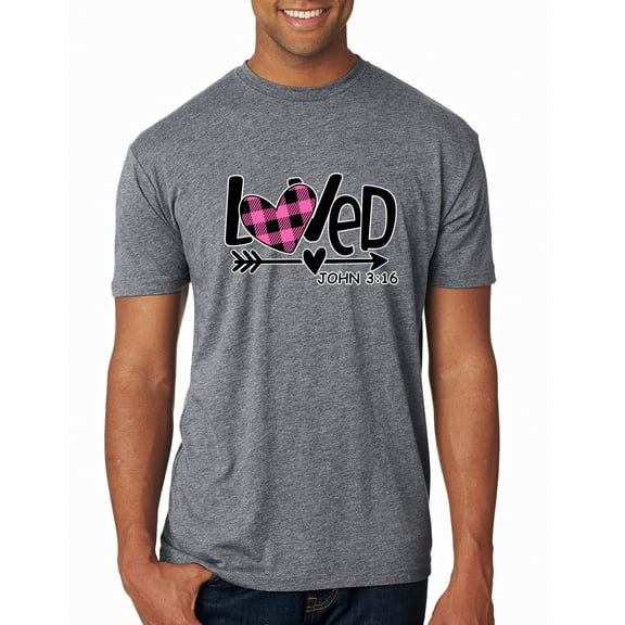 Wild Bobby, Loved John 3:16 Inspirational/Christian Men Premium Tri Blend Tee, Premium Heather, Large