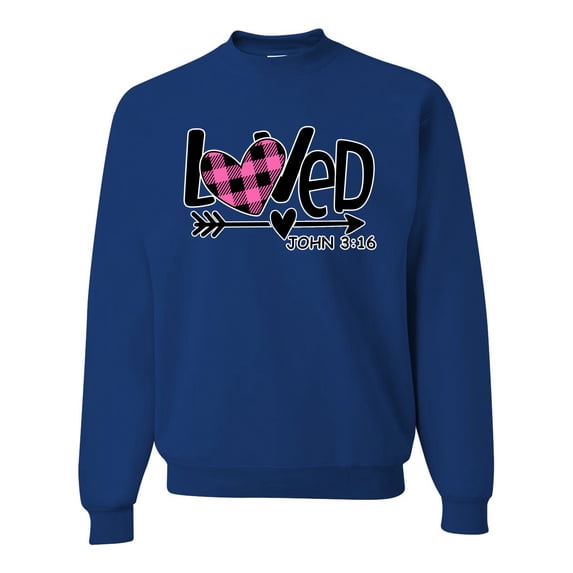 Wild Bobby, Loved John 3:16 Inspirational/Christian Unisex Crewneck Graphic Sweatshirt, Royal, X-Large