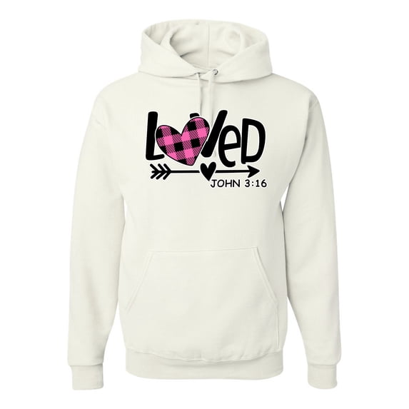 Wild Bobby, Loved John 3:16 Inspirational/Christian Unisex Graphic Hoodie Sweatshirt, White, 3X-Large