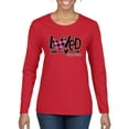 thumbnail image 1 of Wild Bobby, Loved John 3:16 Inspirational/Christian Women Graphic Long Sleeve Tee, Red, Small, 1 of 6