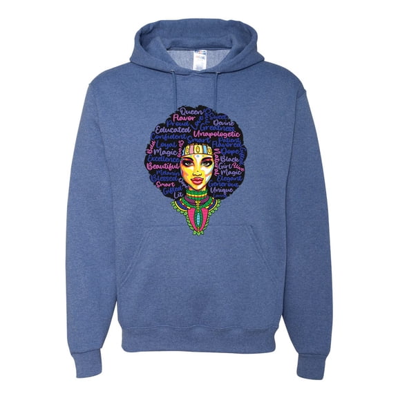 Wild Bobby Loyal Strong Beautiful Black Queen Black Pride Unisex Graphic Hoodie Sweatshirt, Vintage Heather Blue, Small