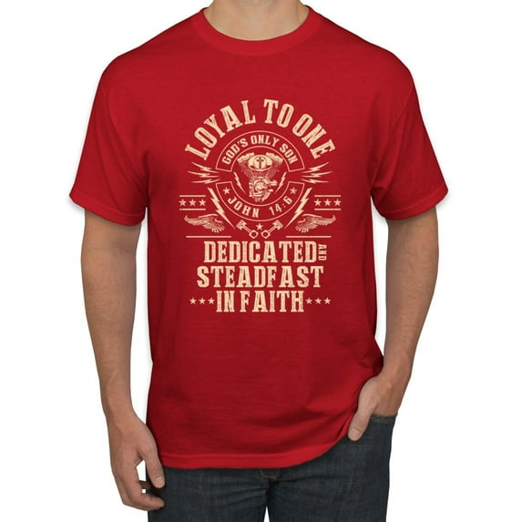 Wild Bobby Loyal To One Dedicated Steadfast In Faith | Religious Bible Verse John 14:6 Inspirational/Christian Men Graphic Tee, Red, 5X-Large