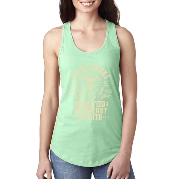 Wild Bobby, Loyal To One Dedicated Steadfast In Faith | Religious Bible Verse John 14:6 Inspirational/Christian Women Racerback Tank Top, Mint, Medium