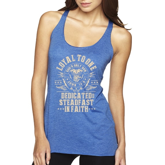 Wild Bobby Loyal To One Dedicated Steadfast In Faith | Religious Bible Verse John 14:6 Inspirational/Christian Women Tri-Blend Racerback Tank Top, Vintage Royal, X-Large