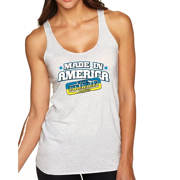 Wild Bobby, Made In America With Ukrainian Parts Tri-Blend Racerback Tank Top, Heather White, Large
