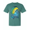 thumbnail image 1 of Wild Bobby, Mahi-Mahi Fish Catching Small, Fish, Garment-Dyed Washed Look Short Sleeve Tees, Emerald, Medium, 1 of 3