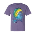 thumbnail image 1 of Wild Bobby, Mahi-Mahi Fish Catching Small, Fish, Garment-Dyed Washed Look Short Sleeve Tees, Purple, X-Large, 1 of 3
