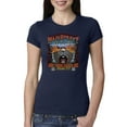 thumbnail image 1 of Main Street of America Route 66 Bike Motorcycle Cars and Trucks Womens Slim Fit Junior Tee, Navy, Large, 1 of 3