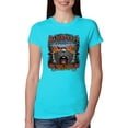 thumbnail image 1 of Main Street of America Route 66 Bike Motorcycle Cars and Trucks Womens Slim Fit Junior Tee, Tahiti Blue, Large, 1 of 3