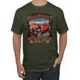 thumbnail image 1 of Main Street of America Route 66 Hot Rod Cars and Trucks Men's Graphic T-Shirt, Military Green, Medium, 1 of 3