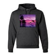 thumbnail image 1 of Wild Bobby, Majestic Dolphins Jumping During Sunset, Animal Lover, Unisex Graphic Hoodie Sweatshirt, Heather Black, X-Large, 1 of 3