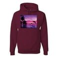 thumbnail image 1 of Wild Bobby, Majestic Dolphins Jumping During Sunset, Animal Lover, Unisex Graphic Hoodie Sweatshirt, Maroon, Large, 1 of 3