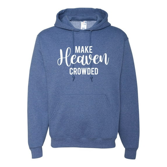 Wild Bobby Make Heaven Crowded Inspirational/Christian Unisex Graphic Hoodie Sweatshirt, Vintage Heather Blue, X-Large