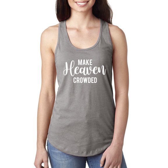 Wild Bobby Make Heaven Crowded Inspirational/Christian Women Racerback Tank Top, Heather Grey, Large