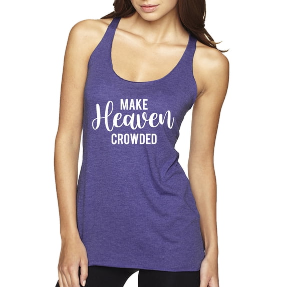 Wild Bobby Make Heaven Crowded Inspirational/Christian Women Tri-Blend Racerback Tank Top, Purple Rush, Large