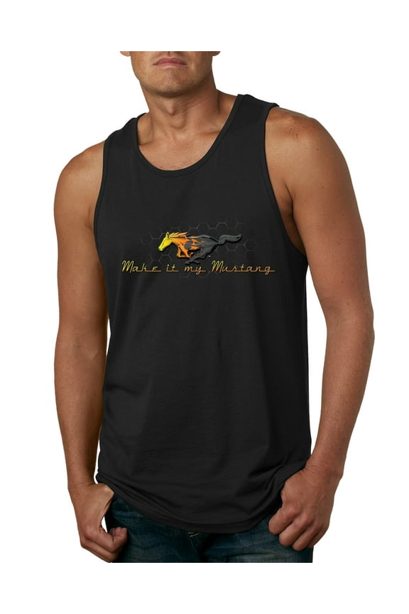 , Make It My Mustang Vintage Ford Honeycomb, Cars and Trucks, Men Graphic Tank Top, Black, Small
