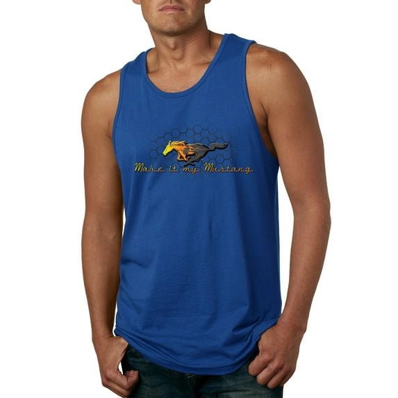 Wild Bobby, Make It My Mustang Vintage Ford Honeycomb, Cars and Trucks, Men Graphic Tank Top, Royal, Large