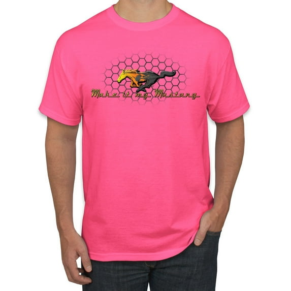 Wild Bobby, Make It My Mustang Vintage Ford Honeycomb, Cars and Trucks, Men Graphic Tee, Neon Pink, 5X-Large