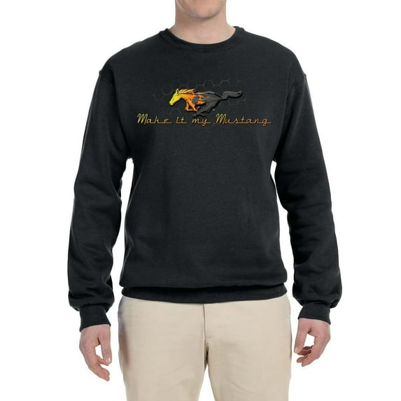 Wild Bobby, Make It My Mustang Vintage Ford Honeycomb, Cars and Trucks, Unisex Crewneck Graphic Sweatshirt, Black, Small