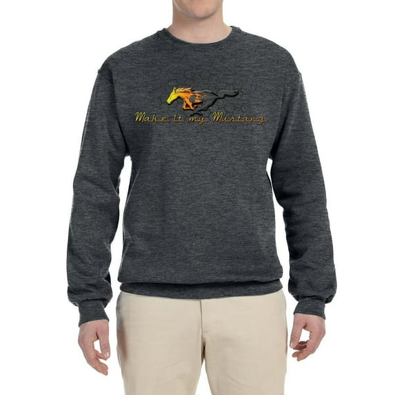 Wild Bobby, Make It My Mustang Vintage Ford Honeycomb, Cars and Trucks, Unisex Crewneck Graphic Sweatshirt, Charcoal, X-Large