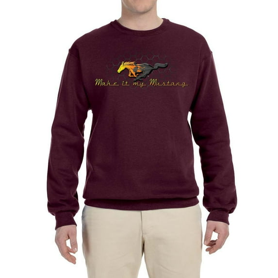Wild Bobby, Make It My Mustang Vintage Ford Honeycomb, Cars and Trucks, Unisex Crewneck Graphic Sweatshirt, Maroon, Large