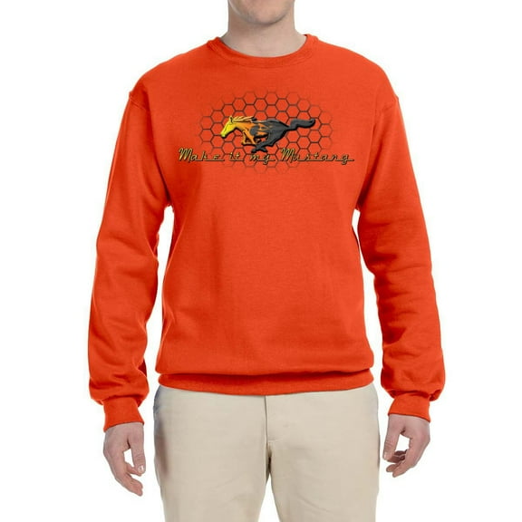 Wild Bobby, Make It My Mustang Vintage Ford Honeycomb, Cars and Trucks, Unisex Crewneck Graphic Sweatshirt, Orange, X-Large
