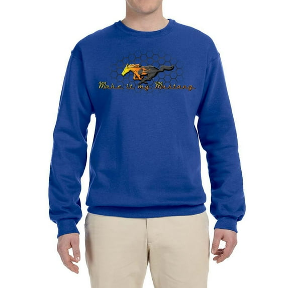 Wild Bobby, Make It My Mustang Vintage Ford Honeycomb, Cars and Trucks, Unisex Crewneck Graphic Sweatshirt, Royal, Medium