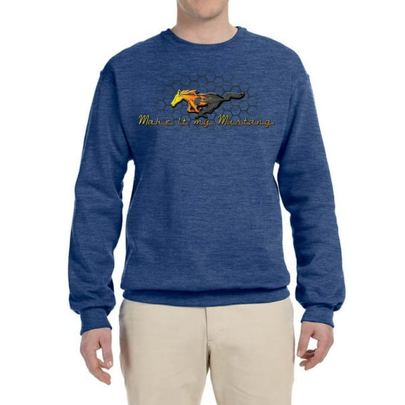 Wild Bobby, Make It My Mustang Vintage Ford Honeycomb, Cars and Trucks, Unisex Crewneck Graphic Sweatshirt, Vintage Heather Blue, 3X-Large