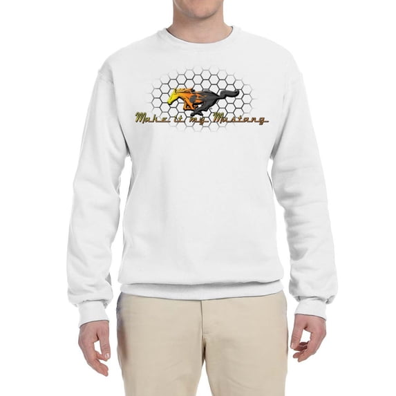 Wild Bobby, Make It My Mustang Vintage Ford Honeycomb, Cars and Trucks, Unisex Crewneck Graphic Sweatshirt, White, XX-Large