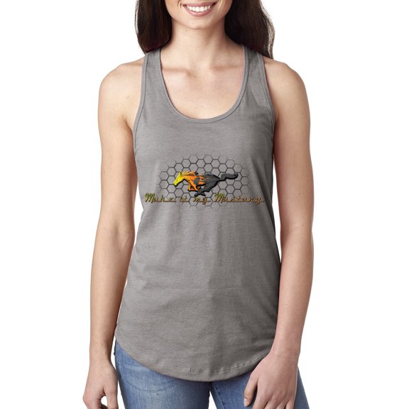 Wild Bobby, Make It My Mustang Vintage Ford Honeycomb, Cars and Trucks, Women Racerback Tank Top, Heather Grey, X-Large
