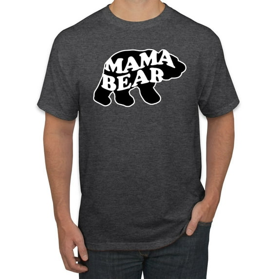 Wild Bobby, Mama Bear Animal Design, Animal Lover, Men Graphic Tee, Heather Black, 3X-Large