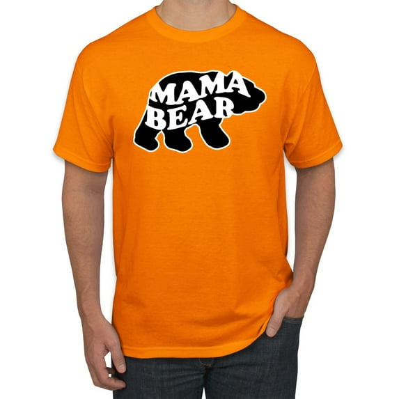 Wild Bobby, Mama Bear Animal Design, Animal Lover, Men Graphic Tee, Orange, 5X-Large