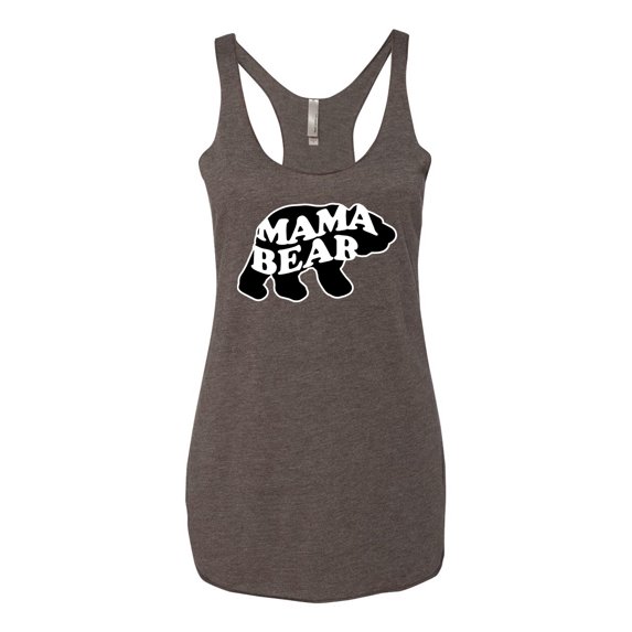 Wild Bobby, Mama Bear Animal Design, Animal Lover, Women Tri-Blend Racerback Tank Top, Brown, Small