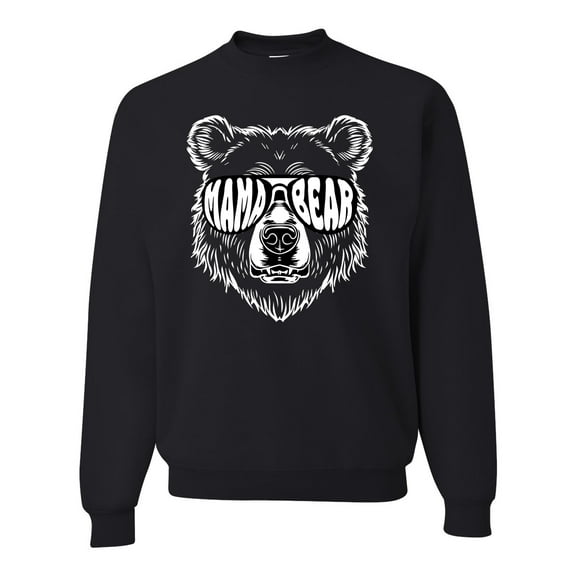 Wild Bobby Mama Bear Face Glasses Unisex Crewneck Sweatshirt